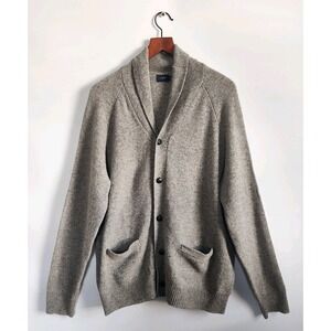 J.Crew‎ Shawl Cardigan Sweater Mens Size XL Lambswool Heather Gray Warm Preppy